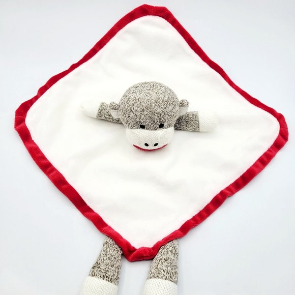 Baby Starters Sock Monkey Baby Lovey Blanket Toy Plush Cream & Red Soft - Picture 2 of 8